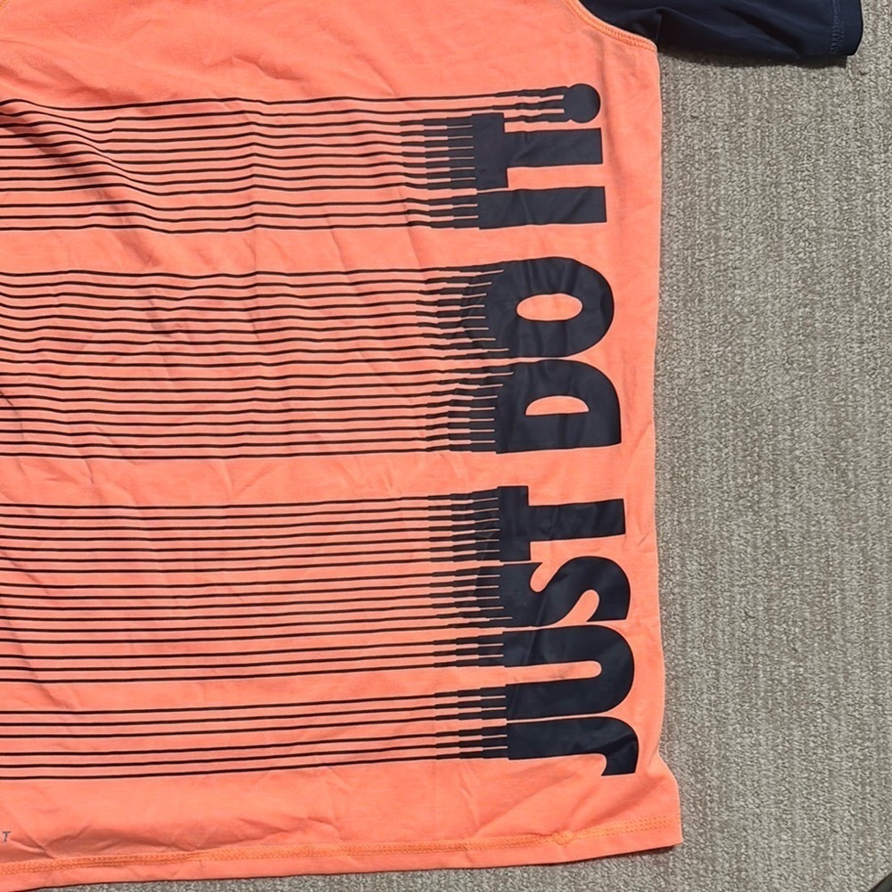 Nike Swim Dri-FIT Hydroguard Short Sleeve Shirt Orange/Navy Men's Size S UPF 40+ - Picture 5 of 12
